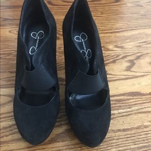 Jessica Simpson suede black platform and heel